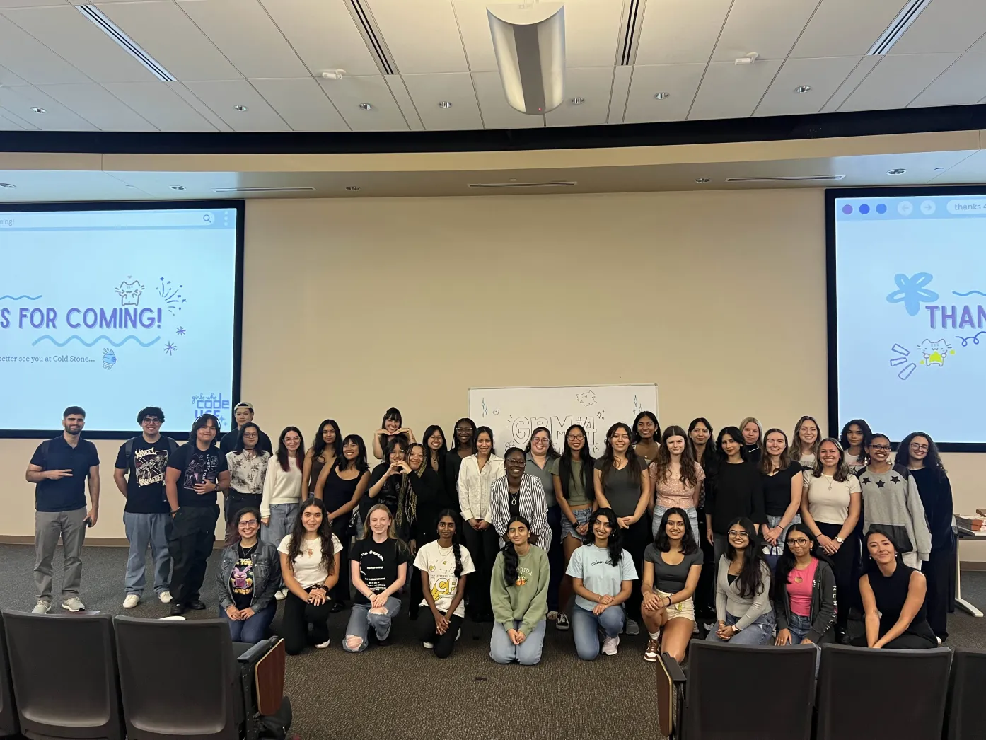 Girls Who Code UCF community members collaborating